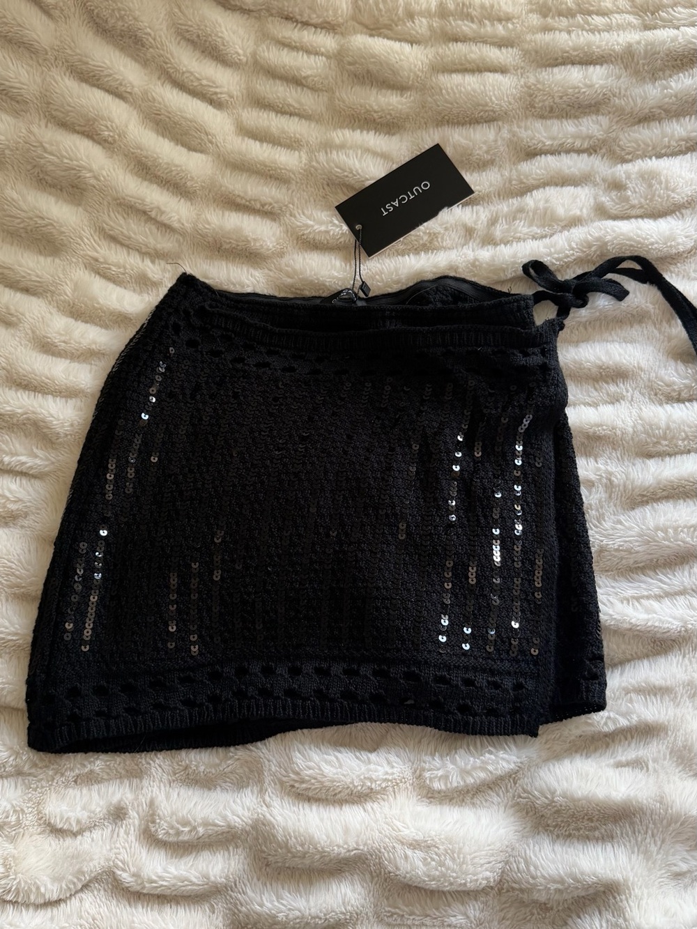 Outcast Black Sequin Wrap Mini Skirt